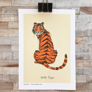 Poet and Painter 'Hello Tiger' Original Art Print A4